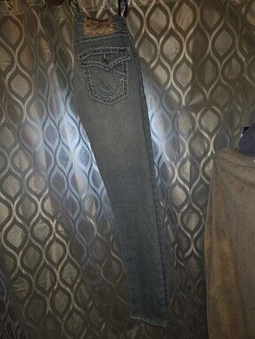 True Religion Light Blue Denim Overalls Jeans